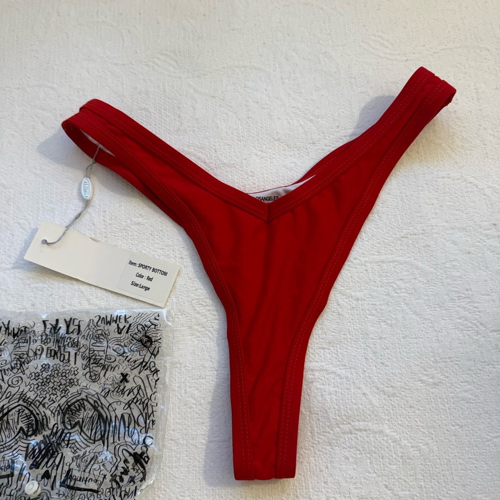 Boutine LA Red High-Cut Bikini Bottom - Picture 3 of 7